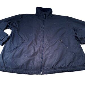 LL Bean Three Season Fleece Jacket Mens Bomber Warm Up Coat Embroidered Vintage